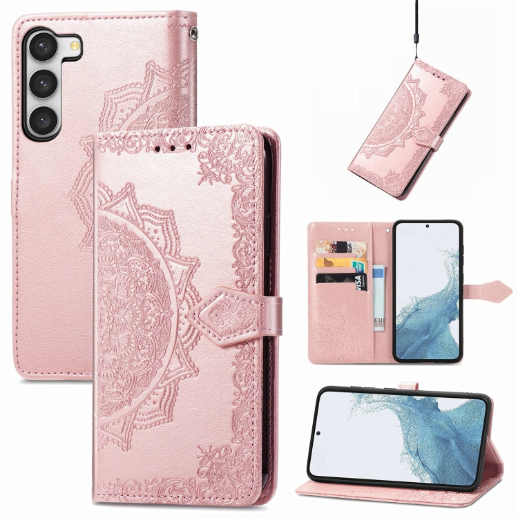 Mandala Flower Embossed Leather Phone Case, For Motorola Moto G72, For vivo V25, For Samsung Galaxy S23 5G, For Samsung Galaxy S23 Plus 5G, For Samsung Galaxy S23 Ultra 5G