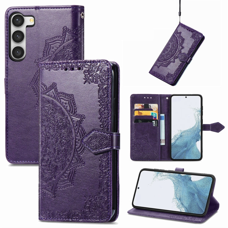 Mandala Flower Embossed Leather Phone Case, For Motorola Moto G72, For vivo V25, For Samsung Galaxy S23 5G, For Samsung Galaxy S23 Plus 5G, For Samsung Galaxy S23 Ultra 5G