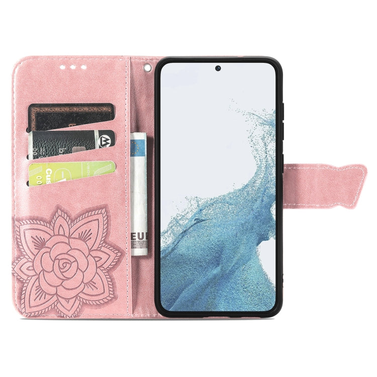 Butterfly Love Flower Embossed Leather Phone Case, For Samsung Galaxy S23 5G, For Samsung Galaxy S23+ 5G, For Samsung Galaxy S23 Ultra 5G, For vivo V25