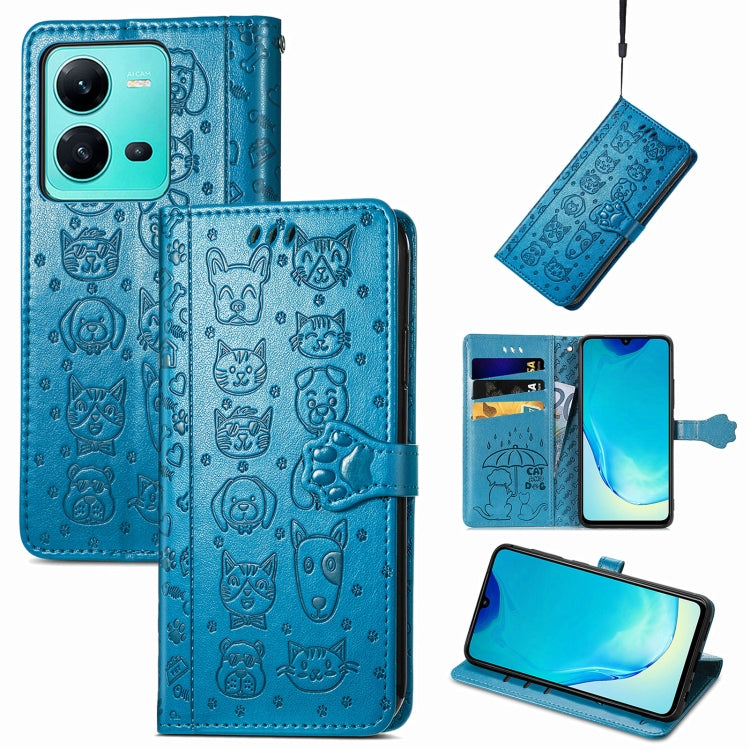 Cute Cat and Dog Embossed Leather Phone Case, For Samsung Galaxy S23 5G, For Samsung Galaxy S23+ 5G, For Samsung Galaxy S23 Ultra 5G, For vivo V25