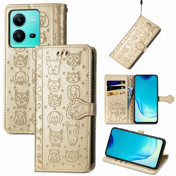 Cute Cat and Dog Embossed Leather Phone Case, For Samsung Galaxy S23 5G, For Samsung Galaxy S23+ 5G, For Samsung Galaxy S23 Ultra 5G, For vivo V25
