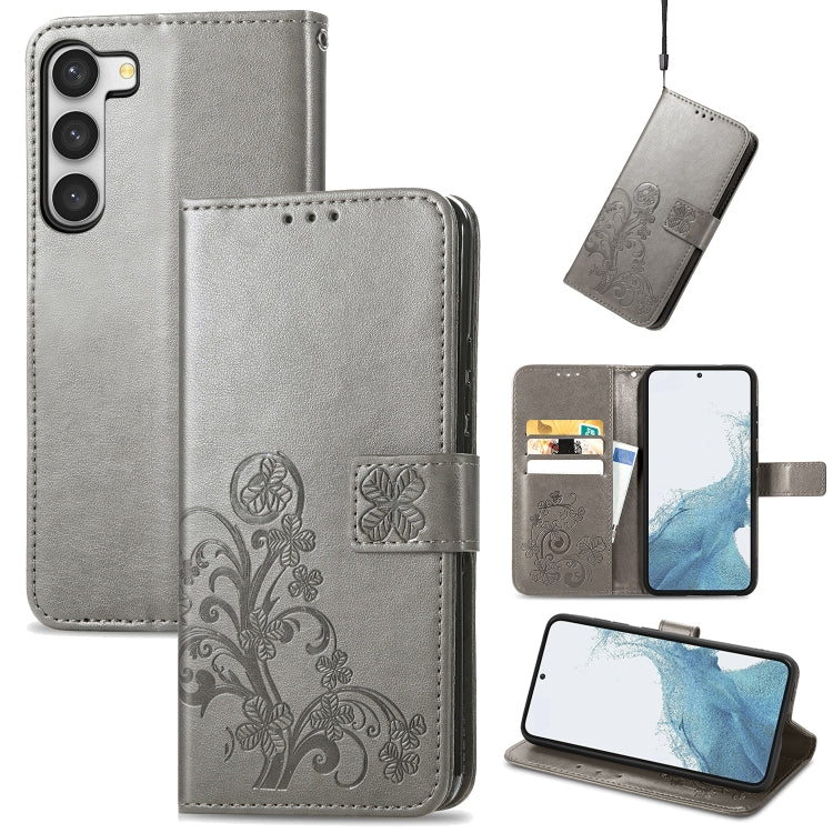 Four-leaf Clasp Embossed Buckle Leather Phone Case, For Samsung Galaxy S23 5G, For Samsung Galaxy S23+ 5G, For Samsung Galaxy S23 Ultra 5G, For Sony Xperia 5 IV, For Xiaomi Redmi A1, For Xiaomi Redmi Note 11T, For Xiaomi 12T / Redmi K50 Ultra
