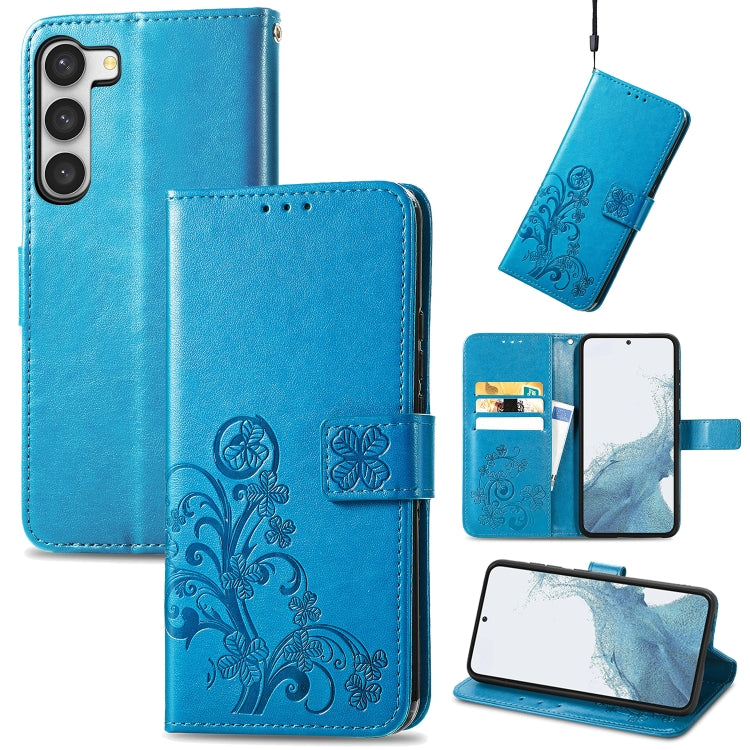 Four-leaf Clasp Embossed Buckle Leather Phone Case, For Samsung Galaxy S23 5G, For Samsung Galaxy S23+ 5G, For Samsung Galaxy S23 Ultra 5G, For Sony Xperia 5 IV, For Xiaomi Redmi A1, For Xiaomi Redmi Note 11T, For Xiaomi 12T / Redmi K50 Ultra