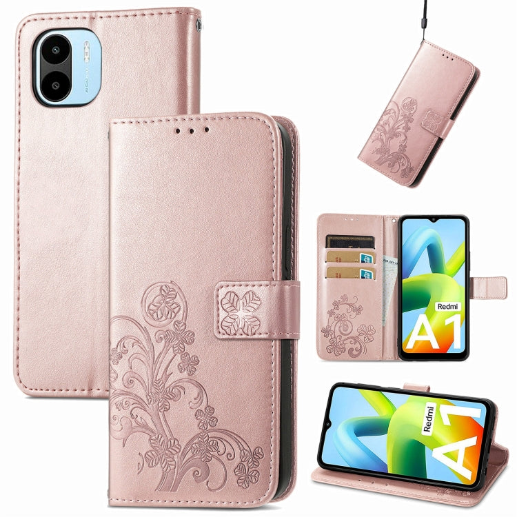 Four-leaf Clasp Embossed Buckle Leather Phone Case, For Samsung Galaxy S23 5G, For Samsung Galaxy S23+ 5G, For Samsung Galaxy S23 Ultra 5G, For Sony Xperia 5 IV, For Xiaomi Redmi A1, For Xiaomi Redmi Note 11T, For Xiaomi 12T / Redmi K50 Ultra