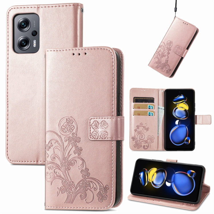 Four-leaf Clasp Embossed Buckle Leather Phone Case, For Samsung Galaxy S23 5G, For Samsung Galaxy S23+ 5G, For Samsung Galaxy S23 Ultra 5G, For Sony Xperia 5 IV, For Xiaomi Redmi A1, For Xiaomi Redmi Note 11T, For Xiaomi 12T / Redmi K50 Ultra