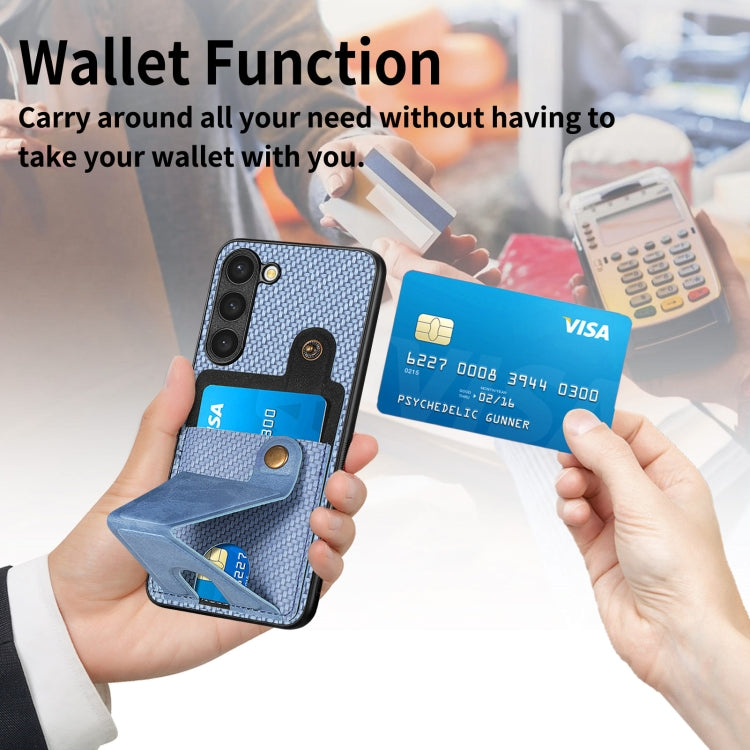 Carbon Fiber Wallet Flip Card Holder Phone Case, For Samsung Galaxy S23 5G, For Samsung Galaxy S23+ 5G, For Samsung Galaxy S23 Ultra 5G