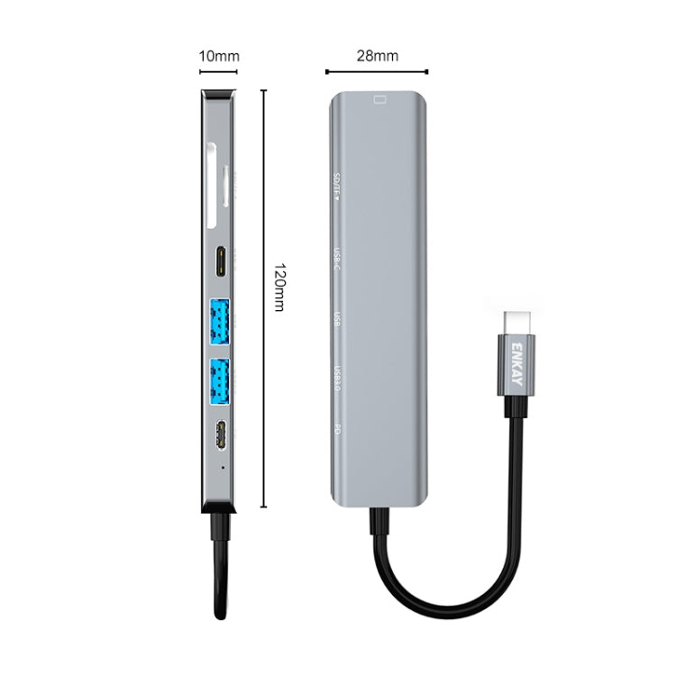 ENKAY Hat-Prince 7 in 1 Type-C to 4K HDMI Docking Station Adapter PD Quick Charge Hub, Type-C to 4K HDMI