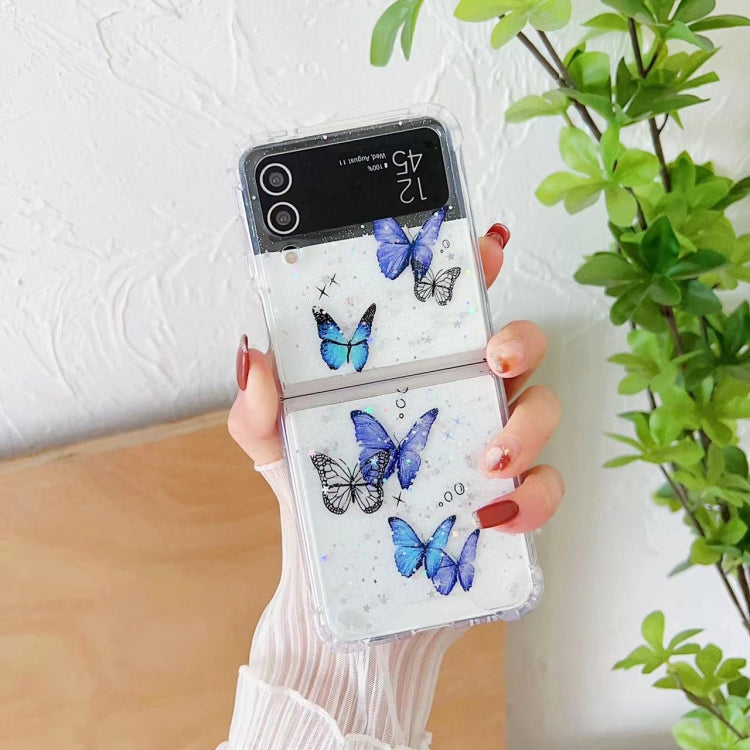 Butterfly Glitter  TPU Phone Case, For SAMSUNG Galaxy Z Flip3, For SAMSUNG Galaxy Z Flip4