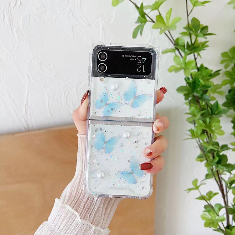 Butterfly Glitter  TPU Phone Case, For SAMSUNG Galaxy Z Flip3, For SAMSUNG Galaxy Z Flip4