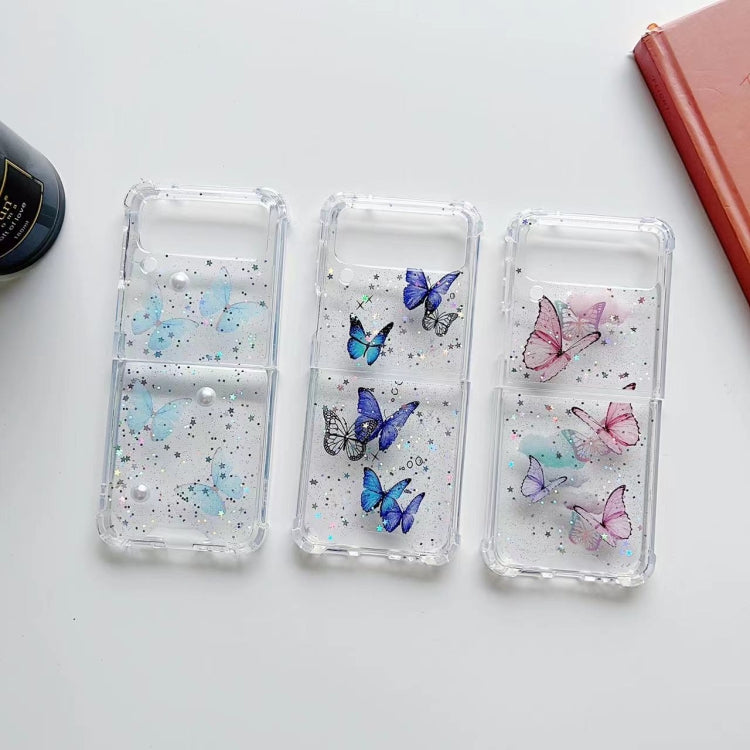 Butterfly Glitter  TPU Phone Case, For SAMSUNG Galaxy Z Flip3, For SAMSUNG Galaxy Z Flip4