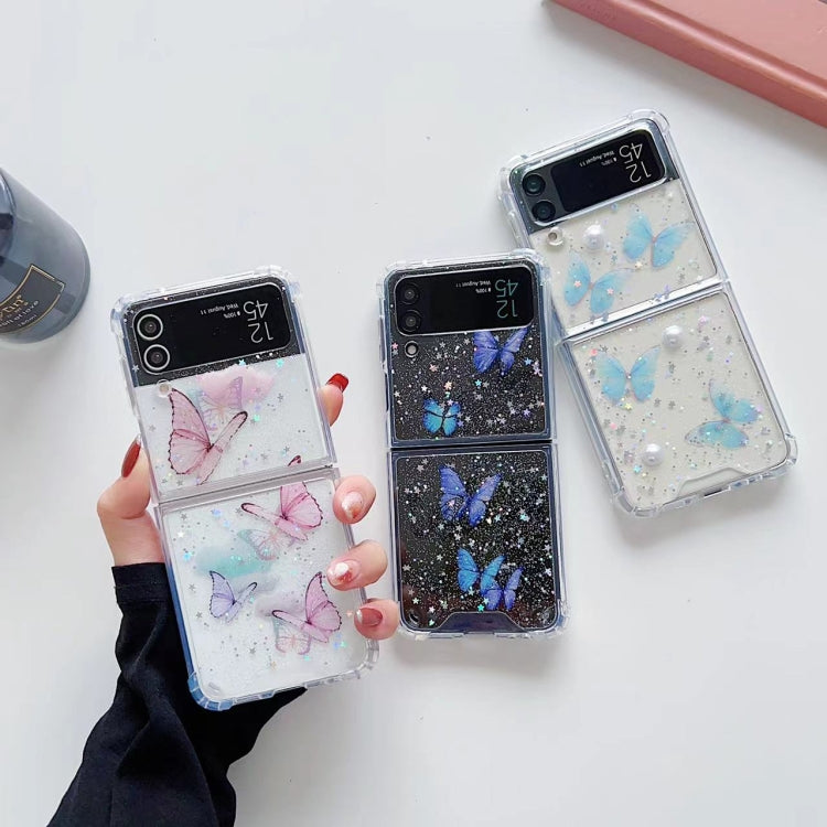 Butterfly Glitter  TPU Phone Case, For SAMSUNG Galaxy Z Flip3, For SAMSUNG Galaxy Z Flip4