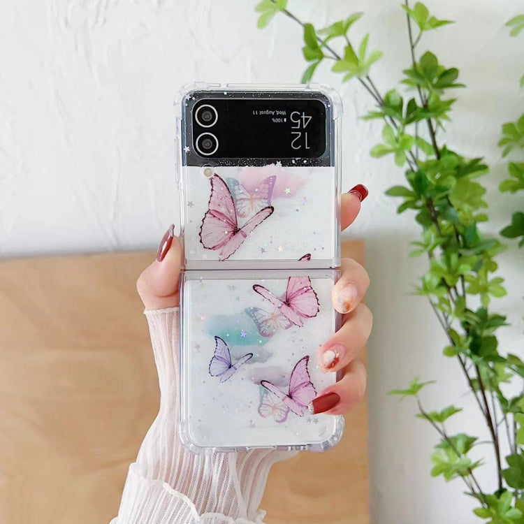 Butterfly Glitter  TPU Phone Case, For SAMSUNG Galaxy Z Flip3, For SAMSUNG Galaxy Z Flip4