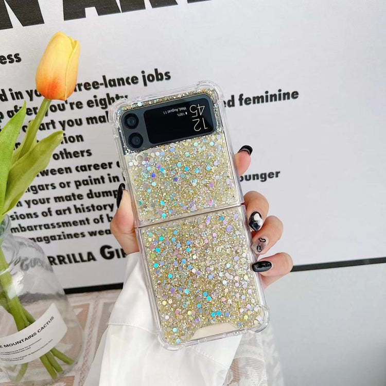 Glitter Sequins Epoxy TPU Phone Case, For Samsung  Galaxy Z Flip3, For Samsung Galaxy Z Flip4