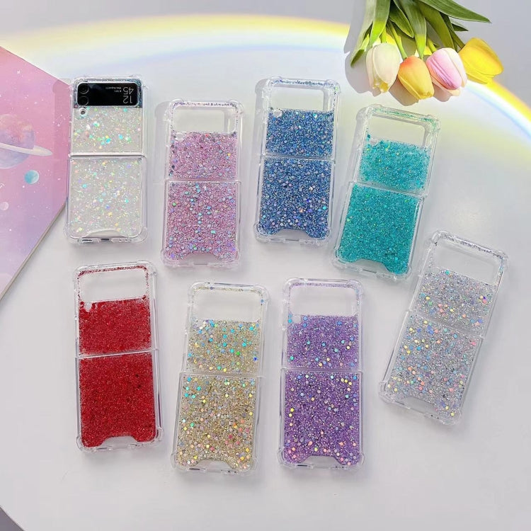 Glitter Sequins Epoxy TPU Phone Case, For Samsung  Galaxy Z Flip3, For Samsung Galaxy Z Flip4