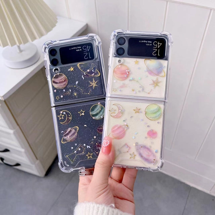 Cosmic Star Glitter Epoxy TPU Phone Case, For Samsung Galaxy Z Flip3, For Samsung Galaxy Z Flip4