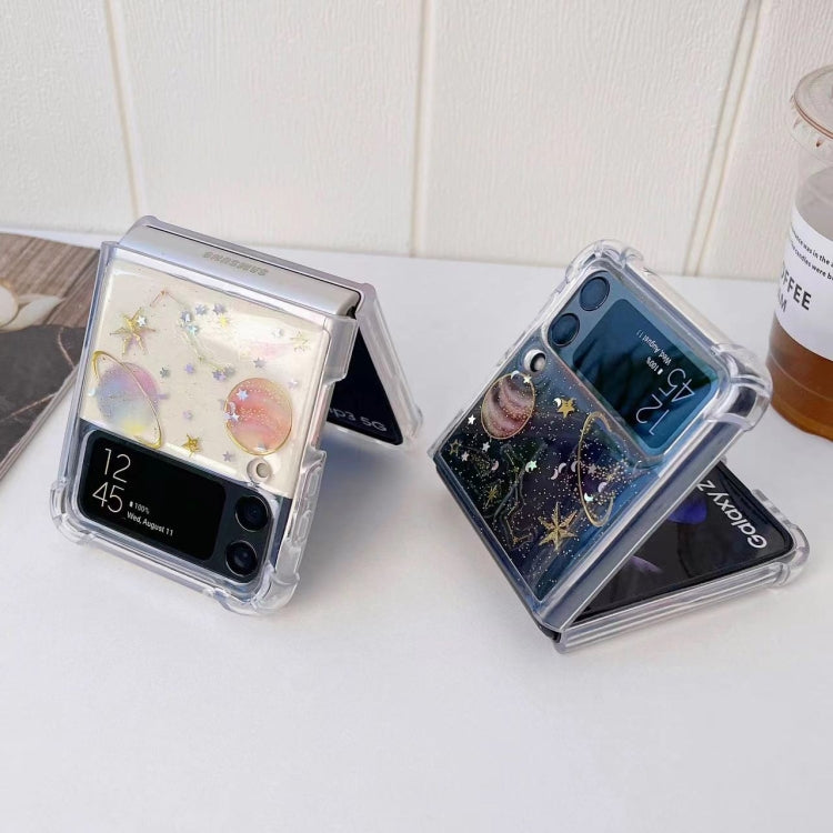 Cosmic Star Glitter Epoxy TPU Phone Case, For Samsung Galaxy Z Flip3, For Samsung Galaxy Z Flip4
