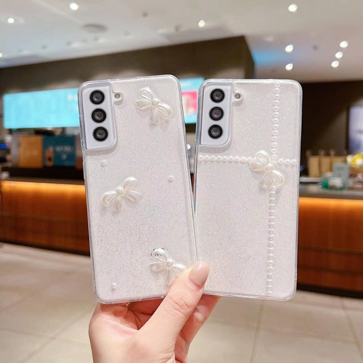 Pearl Bow Glitter Epoxy TPU Phone Case, For Samsung Galaxy A53 5G, For Samsung Galaxy A73 5G