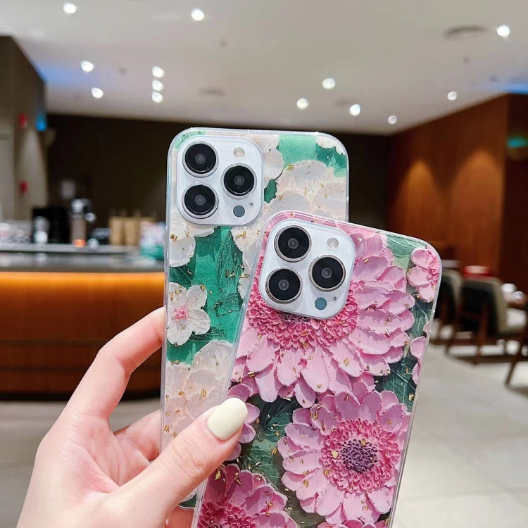 Gold Foil Oil Painting Epoxy TPU Phone Case, For iPhone 14 Pro Max, For iPhone 14 Plus, For iPhone 14 Pro, For iPhone 14, For iPhone 13 Pro Max, For iPhone 13 Pro, For iPhone 13, For iPhone 13 mini