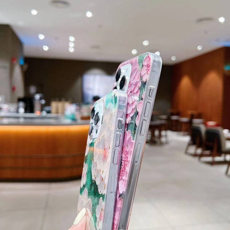 Gold Foil Oil Painting Epoxy TPU Phone Case, For iPhone 14 Pro Max, For iPhone 14 Plus, For iPhone 14 Pro, For iPhone 14, For iPhone 13 Pro Max, For iPhone 13 Pro, For iPhone 13, For iPhone 13 mini
