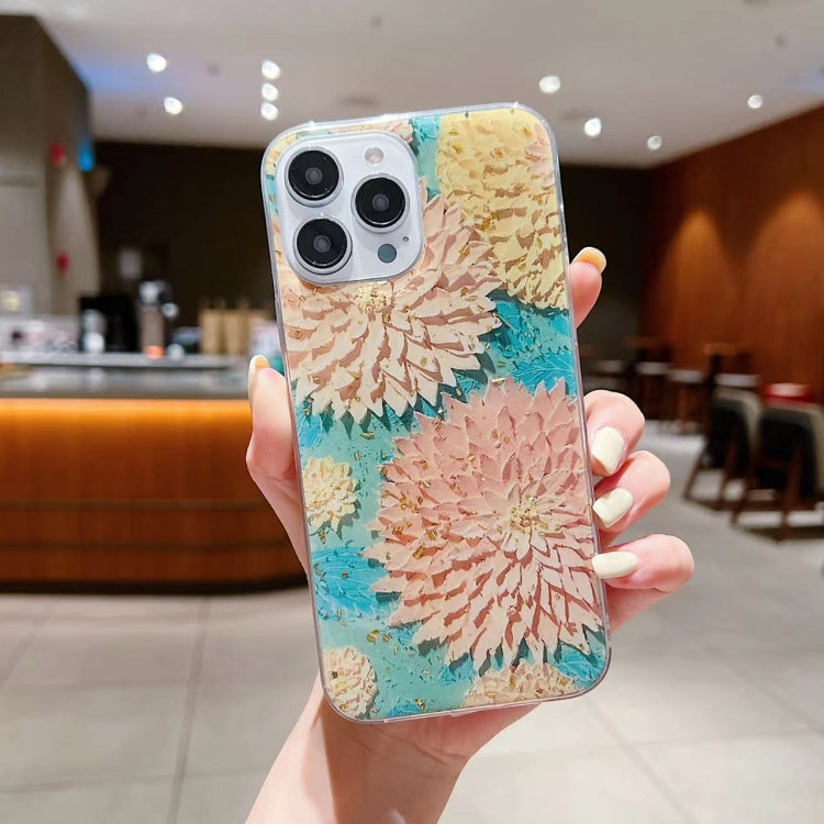 Gold Foil Oil Painting Epoxy TPU Phone Case, For iPhone 14 Pro Max, For iPhone 14 Plus, For iPhone 14 Pro, For iPhone 14, For iPhone 13 Pro Max, For iPhone 13 Pro, For iPhone 13, For iPhone 13 mini