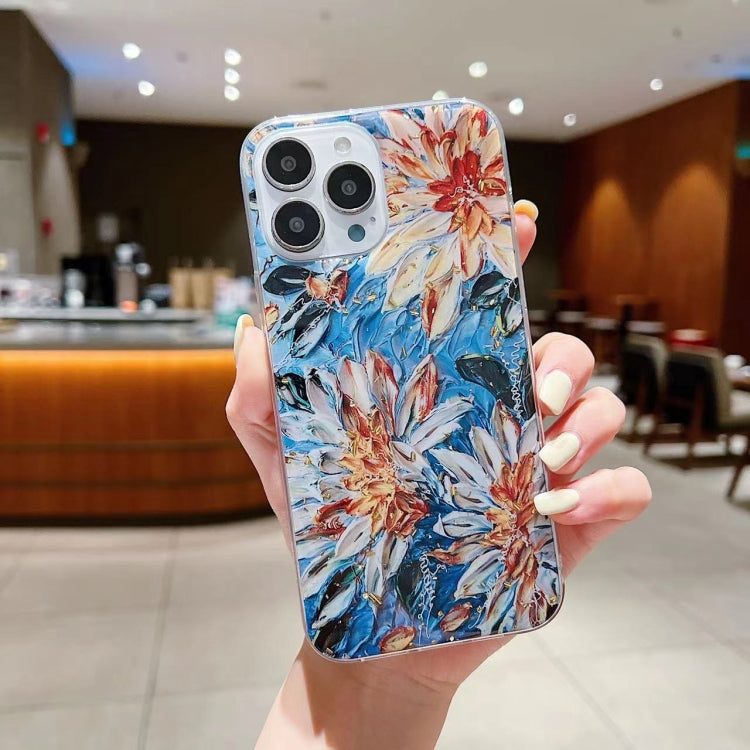 Gold Foil Oil Painting Epoxy TPU Phone Case, For iPhone 14 Pro Max, For iPhone 14 Plus, For iPhone 14 Pro, For iPhone 14, For iPhone 13 Pro Max, For iPhone 13 Pro, For iPhone 13, For iPhone 13 mini