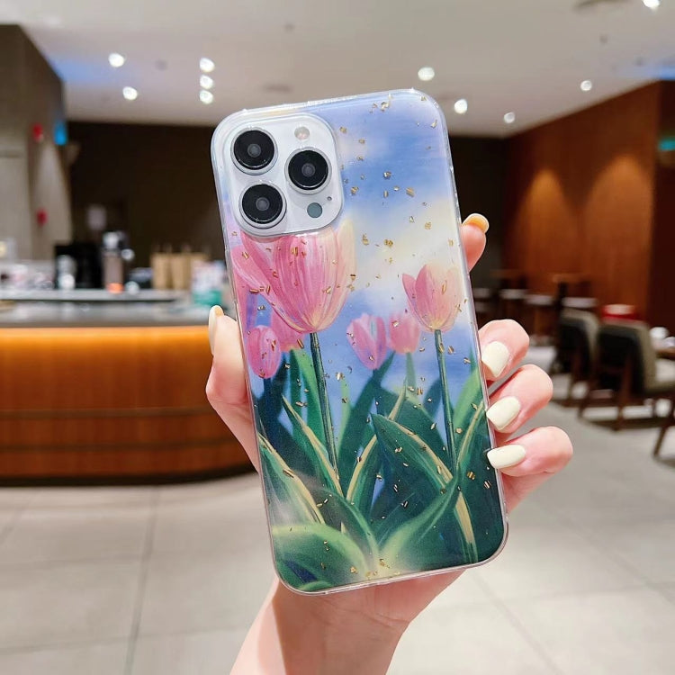 Gold Foil Oil Painting Epoxy TPU Phone Case, For iPhone 14 Pro Max, For iPhone 14 Plus, For iPhone 14 Pro, For iPhone 14, For iPhone 13 Pro Max, For iPhone 13 Pro, For iPhone 13, For iPhone 13 mini