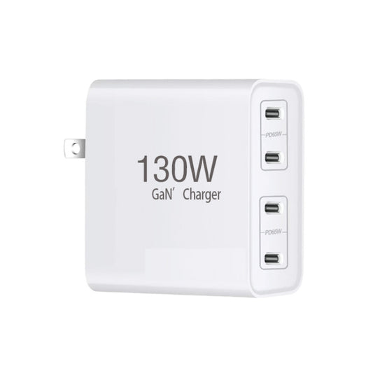 GaN130W 4-Port USB-C PD65W / PD30W Multi Port Type-C Charger for Notebook Series, US Plug, EU / US Plug, UK / US Plug, AU / US Plug, EU / UK / US Plug, EU / UK / AU / US Plug