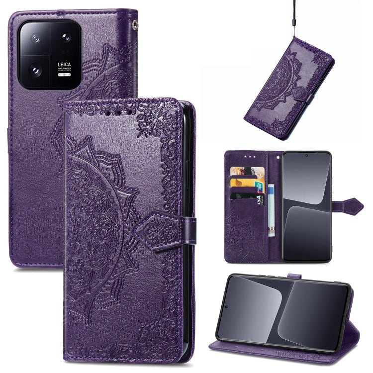 Mandala Flower Embossed Leather Phone Case, For Xiaomi 13, For Xiaomi Redmi Note 12 5G, For Xiaomi Redmi Note 12 Pro 5G, For Xiaomi Redmi Note 12 Pro+ China, For Xiaomi 13 Pro, For Xiaomi Redmi Note 12 Discovery, For Xiaomi Redmi Note 12 Explorer