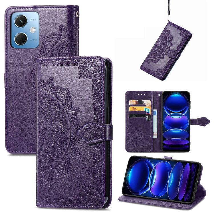Mandala Flower Embossed Leather Phone Case, For Xiaomi 13, For Xiaomi Redmi Note 12 5G, For Xiaomi Redmi Note 12 Pro 5G, For Xiaomi Redmi Note 12 Pro+ China, For Xiaomi 13 Pro, For Xiaomi Redmi Note 12 Discovery, For Xiaomi Redmi Note 12 Explorer