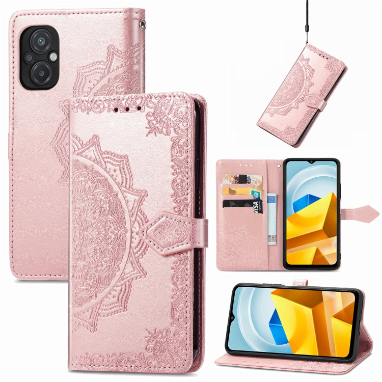 Mandala Flower Embossed Leather Phone Case, For TCL 405, For UMIDIGI A13S, For Xiaomi Poco M5, For ZTE Blade A72 4G, For ZTE Blade V40S, For ZTE Blade V40 Pro, For Xiaomi Redmi A1+, For Huawei Mate 50 Pro