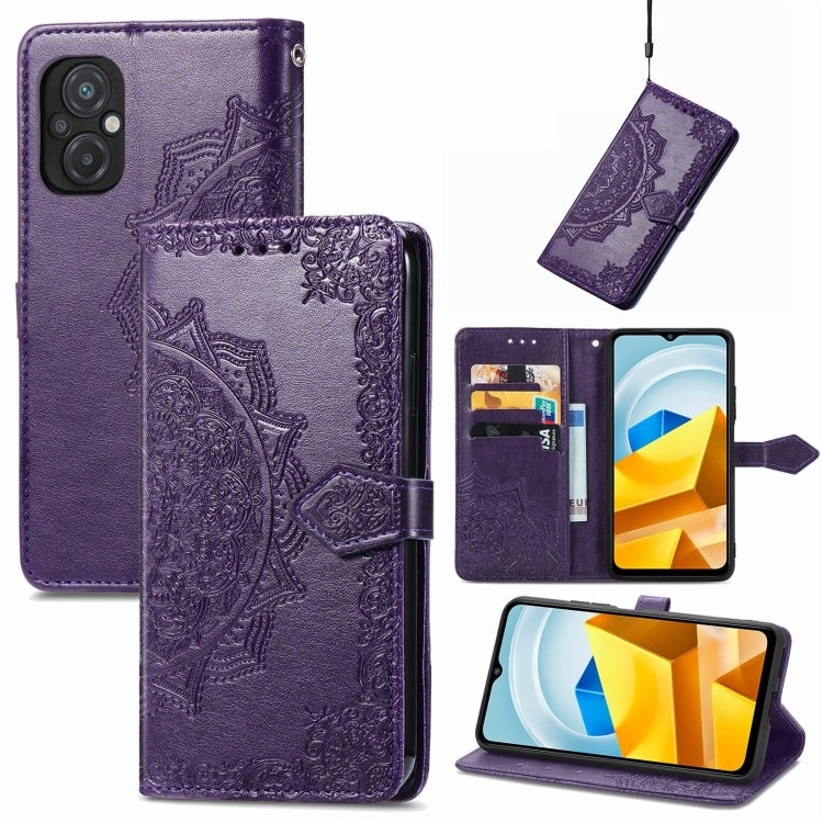 Mandala Flower Embossed Leather Phone Case, For TCL 405, For UMIDIGI A13S, For Xiaomi Poco M5, For ZTE Blade A72 4G, For ZTE Blade V40S, For ZTE Blade V40 Pro, For Xiaomi Redmi A1+, For Huawei Mate 50 Pro