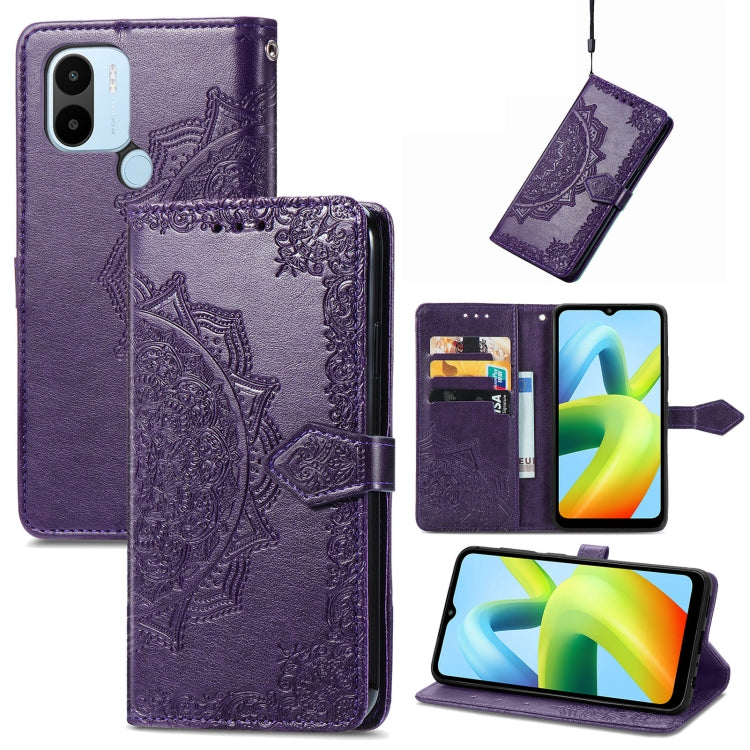 Mandala Flower Embossed Leather Phone Case, For TCL 405, For UMIDIGI A13S, For Xiaomi Poco M5, For ZTE Blade A72 4G, For ZTE Blade V40S, For ZTE Blade V40 Pro, For Xiaomi Redmi A1+, For Huawei Mate 50 Pro
