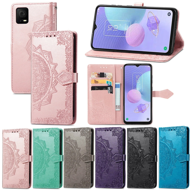 Mandala Flower Embossed Leather Phone Case, For TCL 405, For UMIDIGI A13S, For Xiaomi Poco M5, For ZTE Blade A72 4G, For ZTE Blade V40S, For ZTE Blade V40 Pro, For Xiaomi Redmi A1+, For Huawei Mate 50 Pro