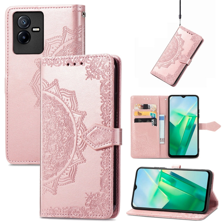 Mandala Flower Embossed Leather Phone Case, For Xiaomi Poco X4 GT, For Xiaomi Redmi Note 10S, For Asus Zenfone 9, For vivo T2X 5G, For vivo V23 5G, For vivo X80 Lite, For vivo X80 Pro