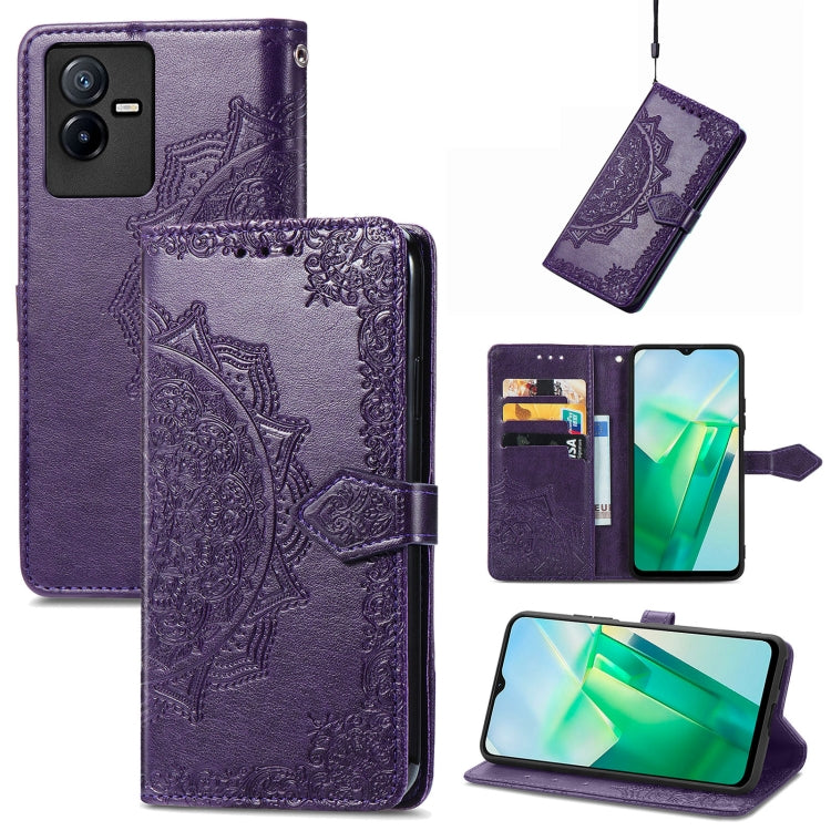 Mandala Flower Embossed Leather Phone Case, For Xiaomi Poco X4 GT, For Xiaomi Redmi Note 10S, For Asus Zenfone 9, For vivo T2X 5G, For vivo V23 5G, For vivo X80 Lite, For vivo X80 Pro