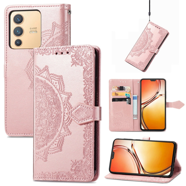 Mandala Flower Embossed Leather Phone Case, For Xiaomi Poco X3 Pro, For Xiaomi Poco X4 GT, For Xiaomi Redmi Note 10S, For Asus Zenfone 9, For vivo T2X 5G, For vivo V23 5G, For vivo X80 Lite, For vivo X80 Pro