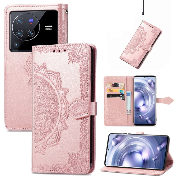Mandala Flower Embossed Leather Phone Case, For Xiaomi Poco X3 Pro, For Xiaomi Poco X4 GT, For Xiaomi Redmi Note 10S, For Asus Zenfone 9, For vivo T2X 5G, For vivo V23 5G, For vivo X80 Lite, For vivo X80 Pro