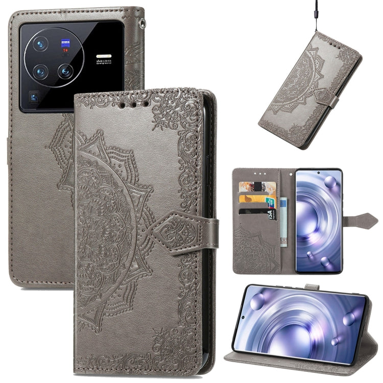 Mandala Flower Embossed Leather Phone Case, For Xiaomi Poco X3 Pro, For Xiaomi Poco X4 GT, For Xiaomi Redmi Note 10S, For Asus Zenfone 9, For vivo T2X 5G, For vivo V23 5G, For vivo X80 Lite, For vivo X80 Pro