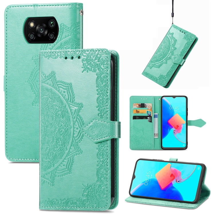Mandala Flower Embossed Leather Phone Case, For Xiaomi Poco X3 Pro, For Xiaomi Poco X4 GT, For Xiaomi Redmi Note 10S, For Asus Zenfone 9, For vivo T2X 5G, For vivo V23 5G, For vivo X80 Lite, For vivo X80 Pro