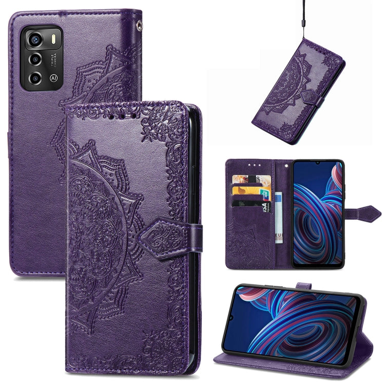 Mandala Flower Embossed Leather Phone Case, For TCL 405, For UMIDIGI A13S, For Xiaomi Poco M5, For ZTE Blade A72 4G, For ZTE Blade V40S, For ZTE Blade V40 Pro, For Xiaomi Redmi A1+, For Huawei Mate 50 Pro