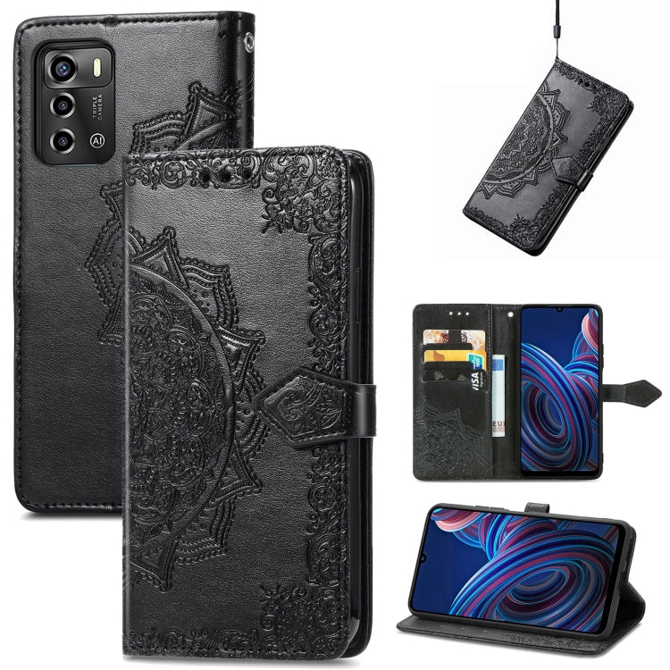 Mandala Flower Embossed Leather Phone Case, For TCL 405, For UMIDIGI A13S, For Xiaomi Poco M5, For ZTE Blade A72 4G, For ZTE Blade V40S, For ZTE Blade V40 Pro, For Xiaomi Redmi A1+, For Huawei Mate 50 Pro