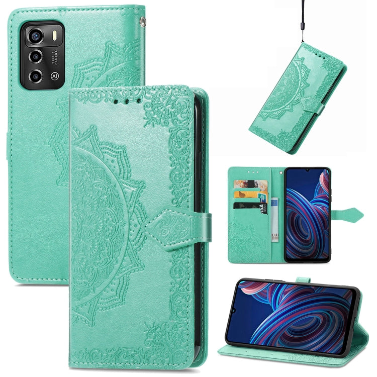 Mandala Flower Embossed Leather Phone Case, For TCL 405, For UMIDIGI A13S, For Xiaomi Poco M5, For ZTE Blade A72 4G, For ZTE Blade V40S, For ZTE Blade V40 Pro, For Xiaomi Redmi A1+, For Huawei Mate 50 Pro