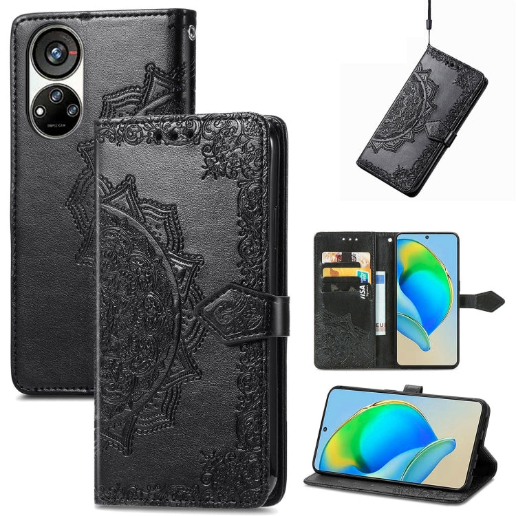 Mandala Flower Embossed Leather Phone Case, For UMIDIGI A13S, For Xiaomi Poco M5, For ZTE Blade A72 4G, For ZTE Blade V40S, For ZTE Blade V40 Pro, For Xiaomi Redmi A1+, For Huawei Mate 50 Pro, For Xiaomi Poco X3 Pro