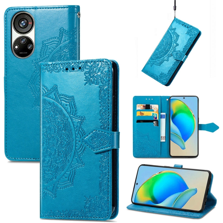 Mandala Flower Embossed Leather Phone Case, For TCL 405, For UMIDIGI A13S, For Xiaomi Poco M5, For ZTE Blade A72 4G, For ZTE Blade V40S, For ZTE Blade V40 Pro, For Xiaomi Redmi A1+, For Huawei Mate 50 Pro
