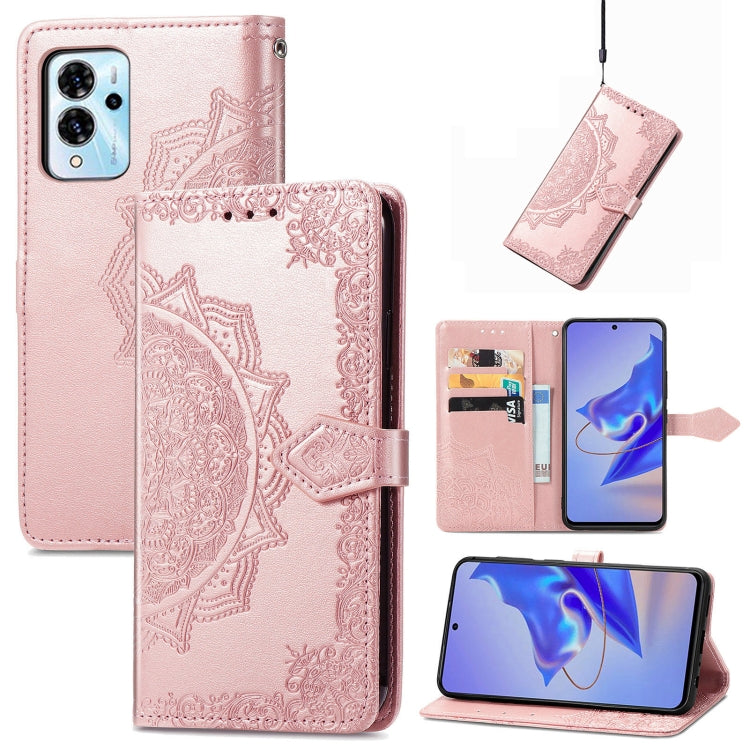 Mandala Flower Embossed Leather Phone Case, For TCL 405, For UMIDIGI A13S, For Xiaomi Poco M5, For ZTE Blade A72 4G, For ZTE Blade V40S, For ZTE Blade V40 Pro, For Xiaomi Redmi A1+, For Huawei Mate 50 Pro
