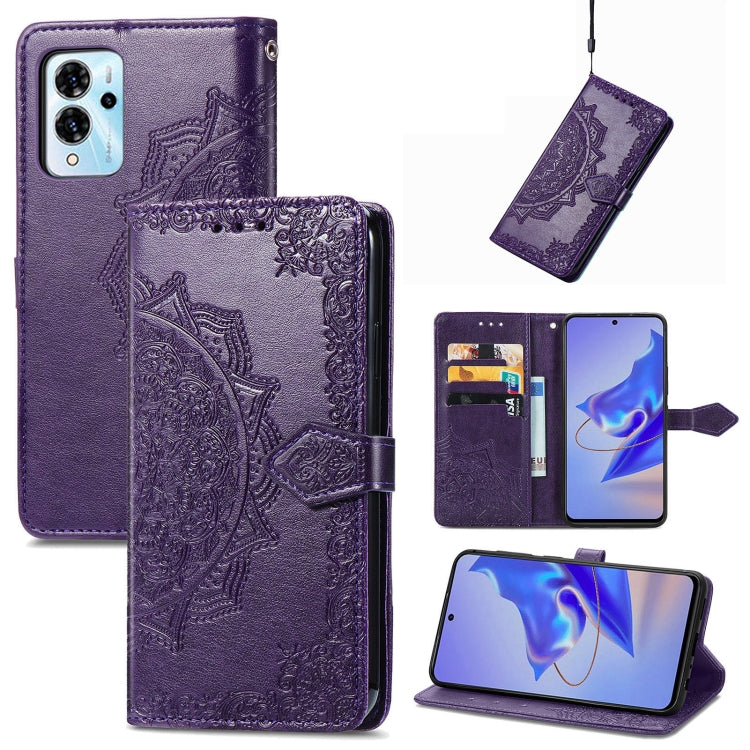 Mandala Flower Embossed Leather Phone Case, For TCL 405, For UMIDIGI A13S, For Xiaomi Poco M5, For ZTE Blade A72 4G, For ZTE Blade V40S, For ZTE Blade V40 Pro, For Xiaomi Redmi A1+, For Huawei Mate 50 Pro