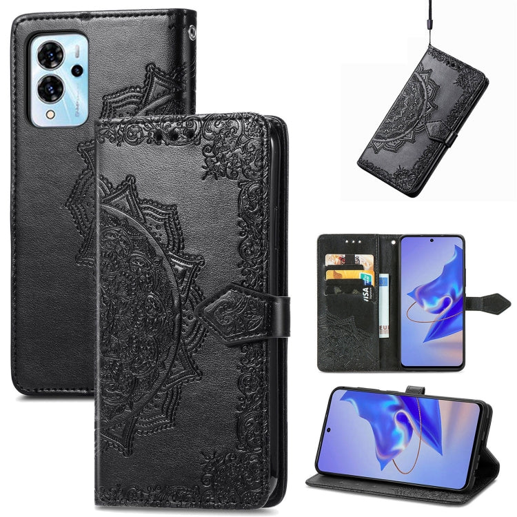 Mandala Flower Embossed Leather Phone Case, For TCL 405, For UMIDIGI A13S, For Xiaomi Poco M5, For ZTE Blade A72 4G, For ZTE Blade V40S, For ZTE Blade V40 Pro, For Xiaomi Redmi A1+, For Huawei Mate 50 Pro