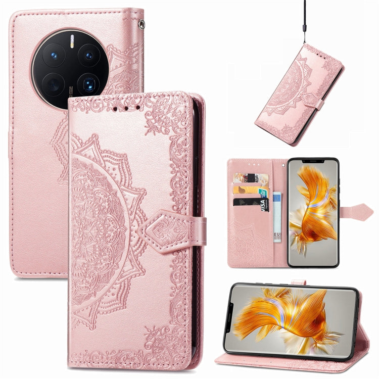 Mandala Flower Embossed Leather Phone Case, For TCL 405, For UMIDIGI A13S, For Xiaomi Poco M5, For ZTE Blade A72 4G, For ZTE Blade V40S, For ZTE Blade V40 Pro, For Xiaomi Redmi A1+, For Huawei Mate 50 Pro