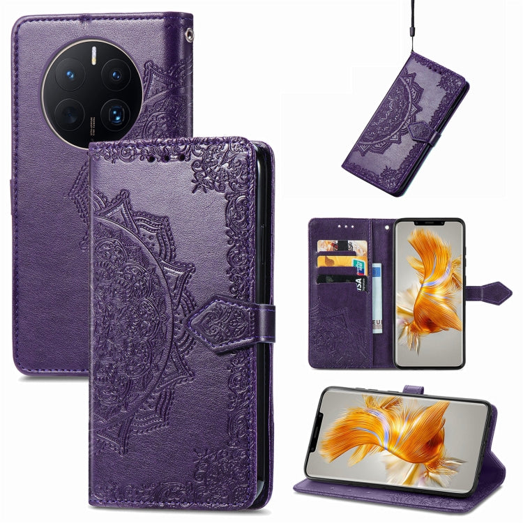 Mandala Flower Embossed Leather Phone Case, For TCL 405, For UMIDIGI A13S, For Xiaomi Poco M5, For ZTE Blade A72 4G, For ZTE Blade V40S, For ZTE Blade V40 Pro, For Xiaomi Redmi A1+, For Huawei Mate 50 Pro