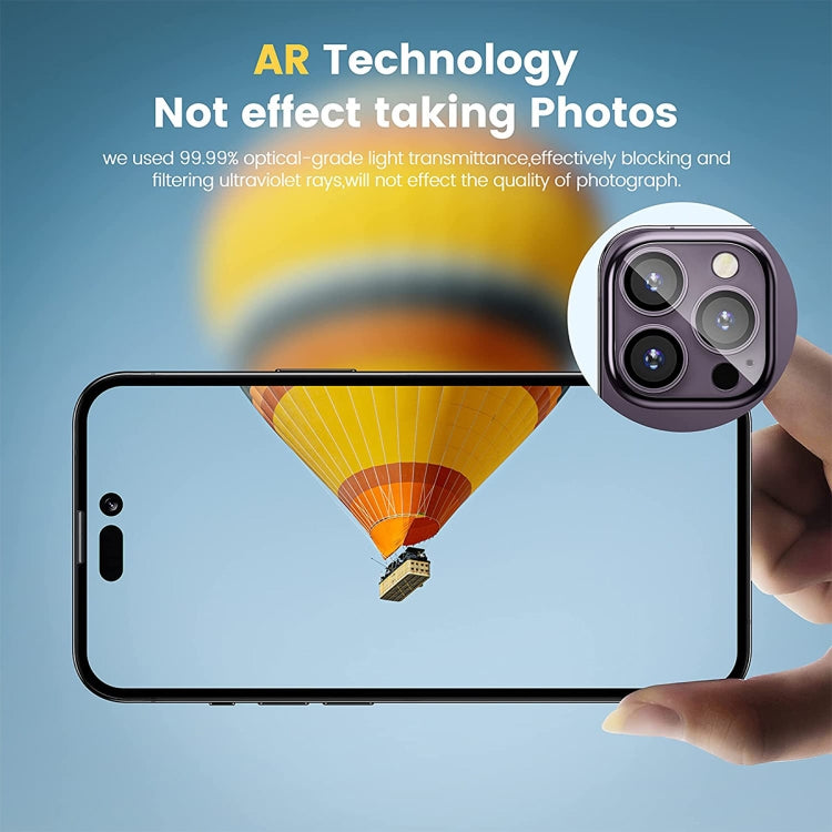 For iPhone 14 Pro / 14 Pro Max ENKAY Hat-Prince 9H Rear Camera Lens Tempered Glass Aluminium Alloy Film